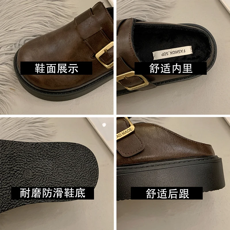 Меховая обувь. Женские тапочки. Тапочки на платформе с закрытым носком. плюшевые