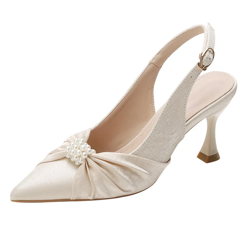 

Small-heeled Shoes Sandals Female Summer Matching Pointed Toe Baotou White Stiletto High-heeled Shoes Zapatos De Mujer