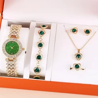 woman watch set luxury brand crystal jewelry sets for girlfriend gifts women quartz watches earrings 5pcs set womens mothers
