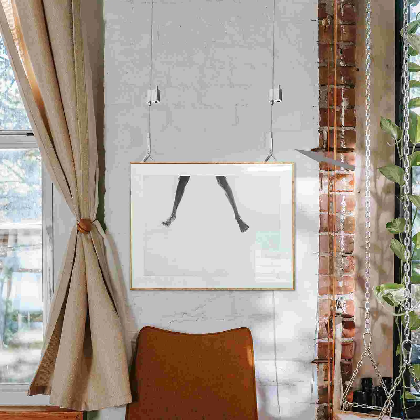 

Wire Hanging Picture Hooks Stainless Steel Rope Hook Frame Kit Holder Safety Cable Lock Diy Wall Photo Adjustable Hangers Frames