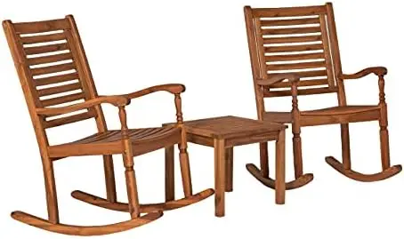 

Traditional Acacia Wood Slat Back Rocking Chair, 42 Inch, Dark Brown