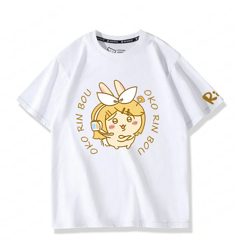 Chiikawa зеркальный звук двойной Звук с коротким рукавом футболка для мужчин и