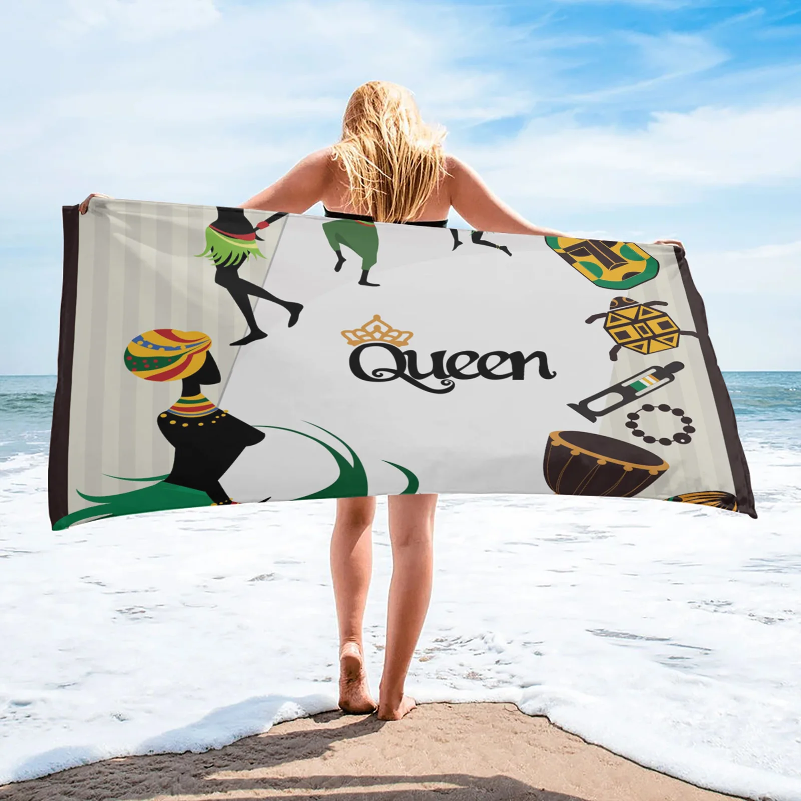 

Абсорбирующее банное полотенце Queen Hula с надписью для ванной комнаты, мягкое пляжное полотенце для сауны и йоги, быстросохнущее полотенце дл...