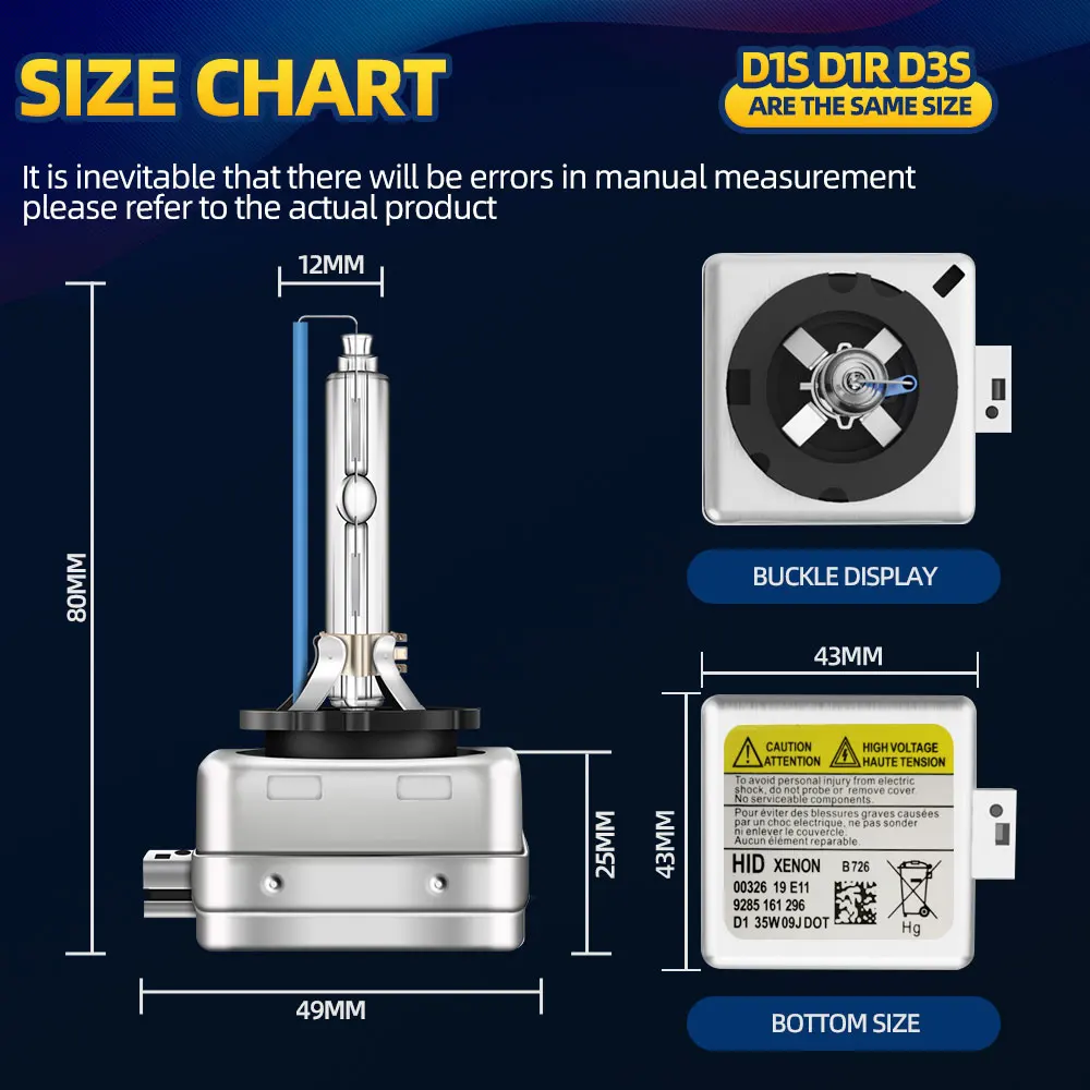 Яркие фары Super Bright D1S D2S D3S D4S Xenon HID Car Bulb 35W 9000LM Автомобильные фары 4300K 6000K 8000K 10000K 12000K on.
