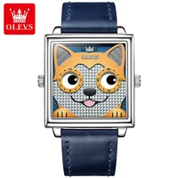 olevs 5510 waterproof genuine leather strap watches for women square trendy quartz fashion women wristwatch