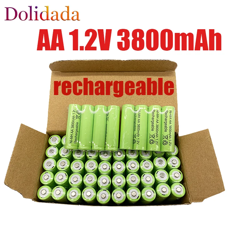 Аккумулятор AA1.2V, 100% оригинал, 1,2 в, AA батарея 3800 мА/ч Ni MH, внешняя фотография, лампа MP3, микрофон, игрушка ca
