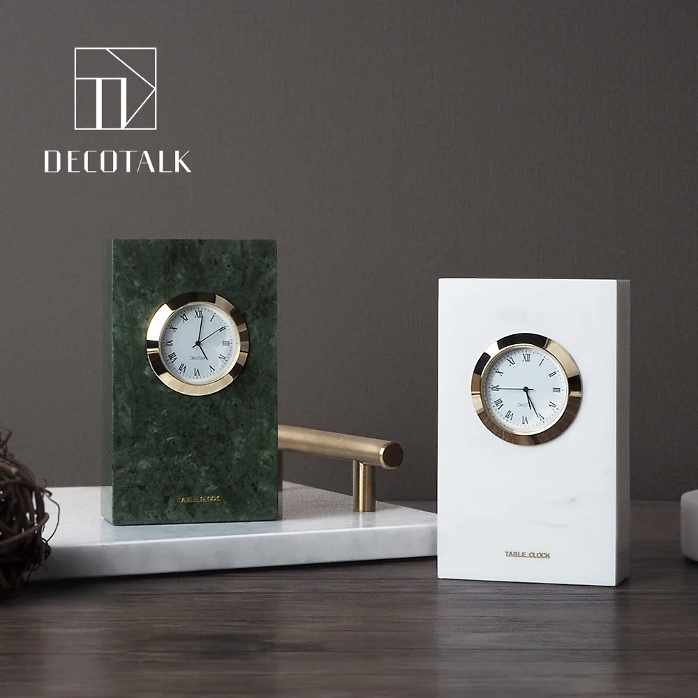 

DecoTalk Marble Table Clock Living Room Bedroom Decoration Accessories Nordic Home Mute Clock Living Room Decoration