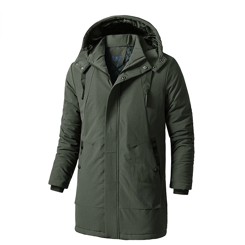 

Men Winter New Plus Long Warm Thick Windproof Parkas Jacket Coat Men Autumn Outwear Outfits Classic Hood Pocket Parka Men