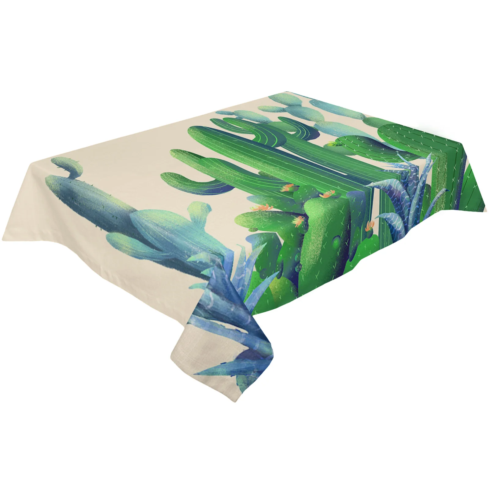 

Tropical Plant Cactus Succulent Waterproof Tablecloth Wedding Party Decoration Table Cover Festive Kitchen Dining Table Cloth