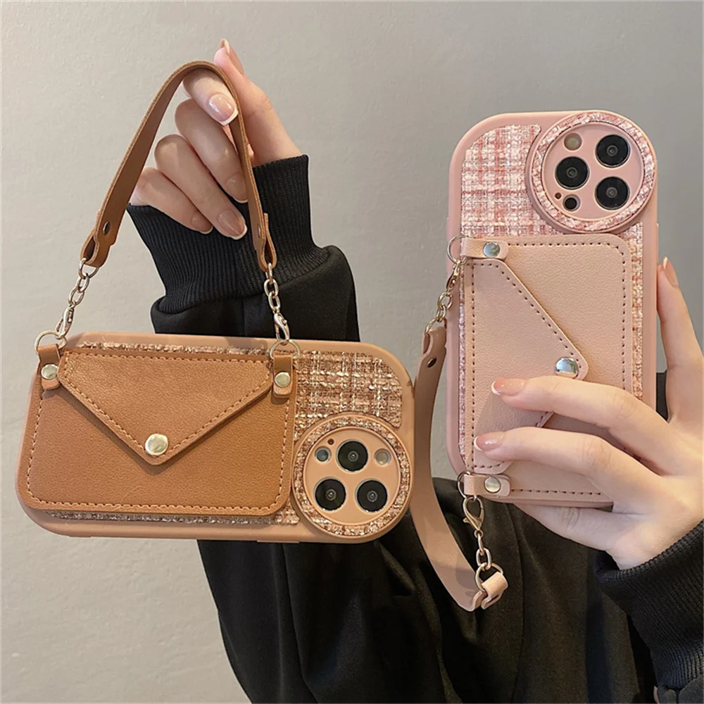 

Change wallet phone case for iPhone13pro Apple 14/13/12/11 personalized fashion chain women's phone case