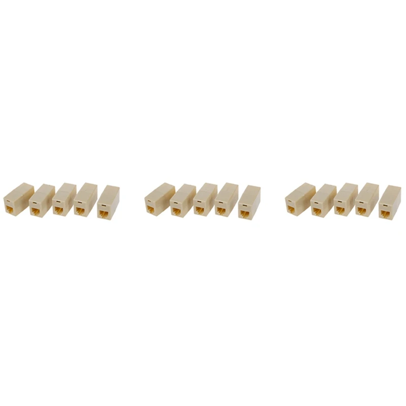 

15 Pcs Beige Plastic RJ11 6P4C Female/Female Telephone Cable Inline Connector