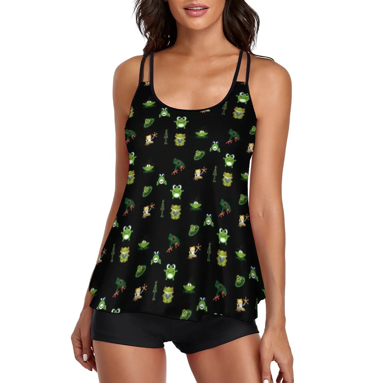 

Funny Frog Tankini Swimsuit Cute Cartoon Forgs Lovers Two Piece Rave Swimwear Ladies Sweet Bathing Suits Beach Outfits Plus Size