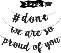 3pcs black we are so proud of you banner done banner garland for graduation partygrad party decorations