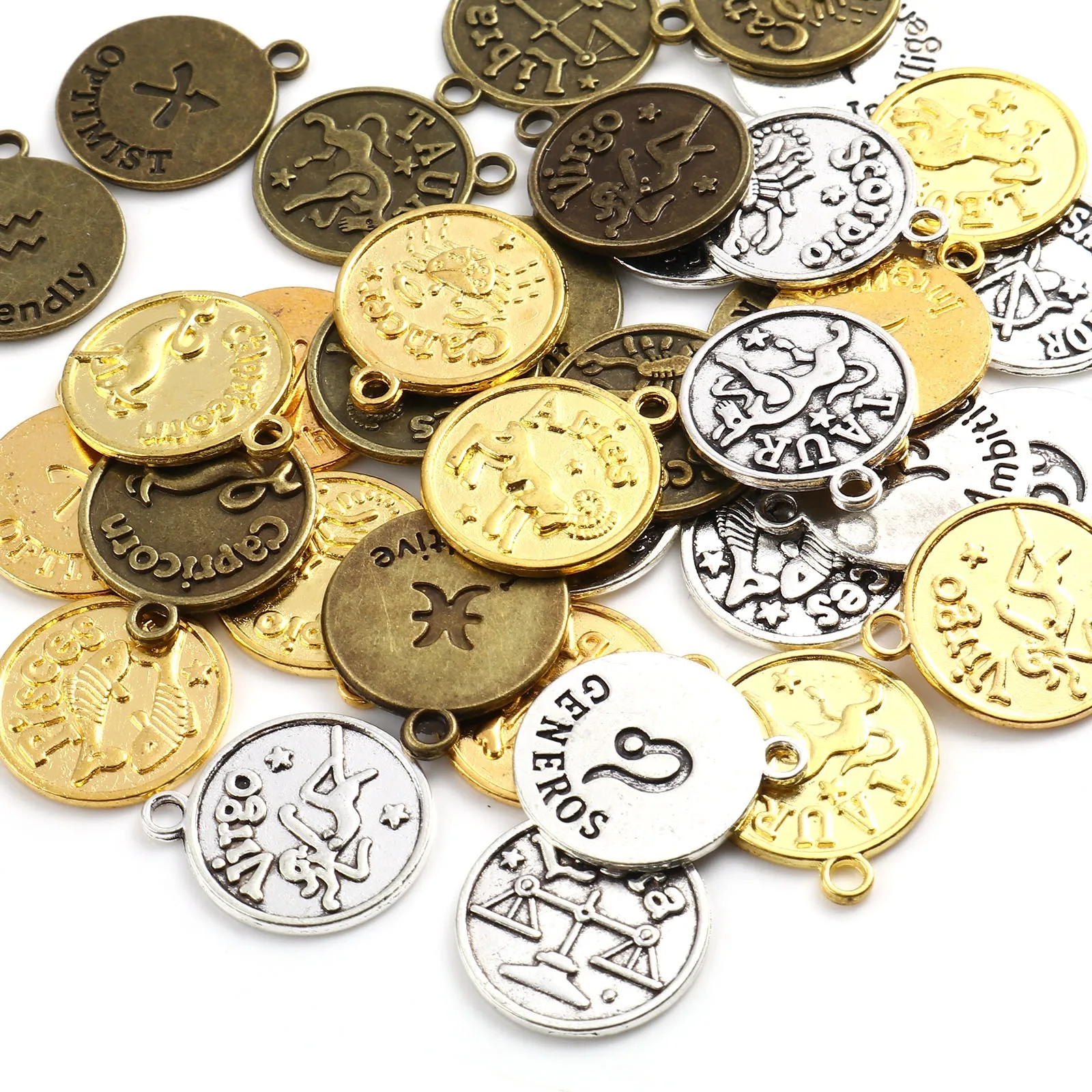 Винтажные подвески Круглые разноцветные созвездие металлические сделай сам