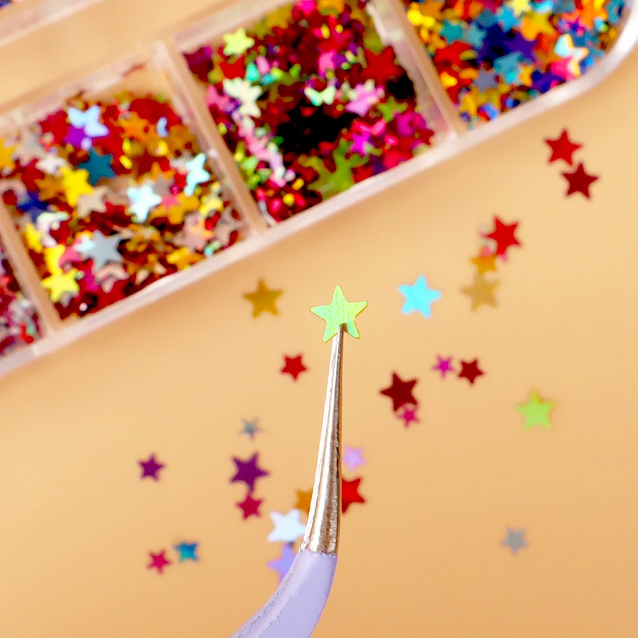 Новинка 2024 блеск для ногтей лазерная вспышка единорог пентаграмма два