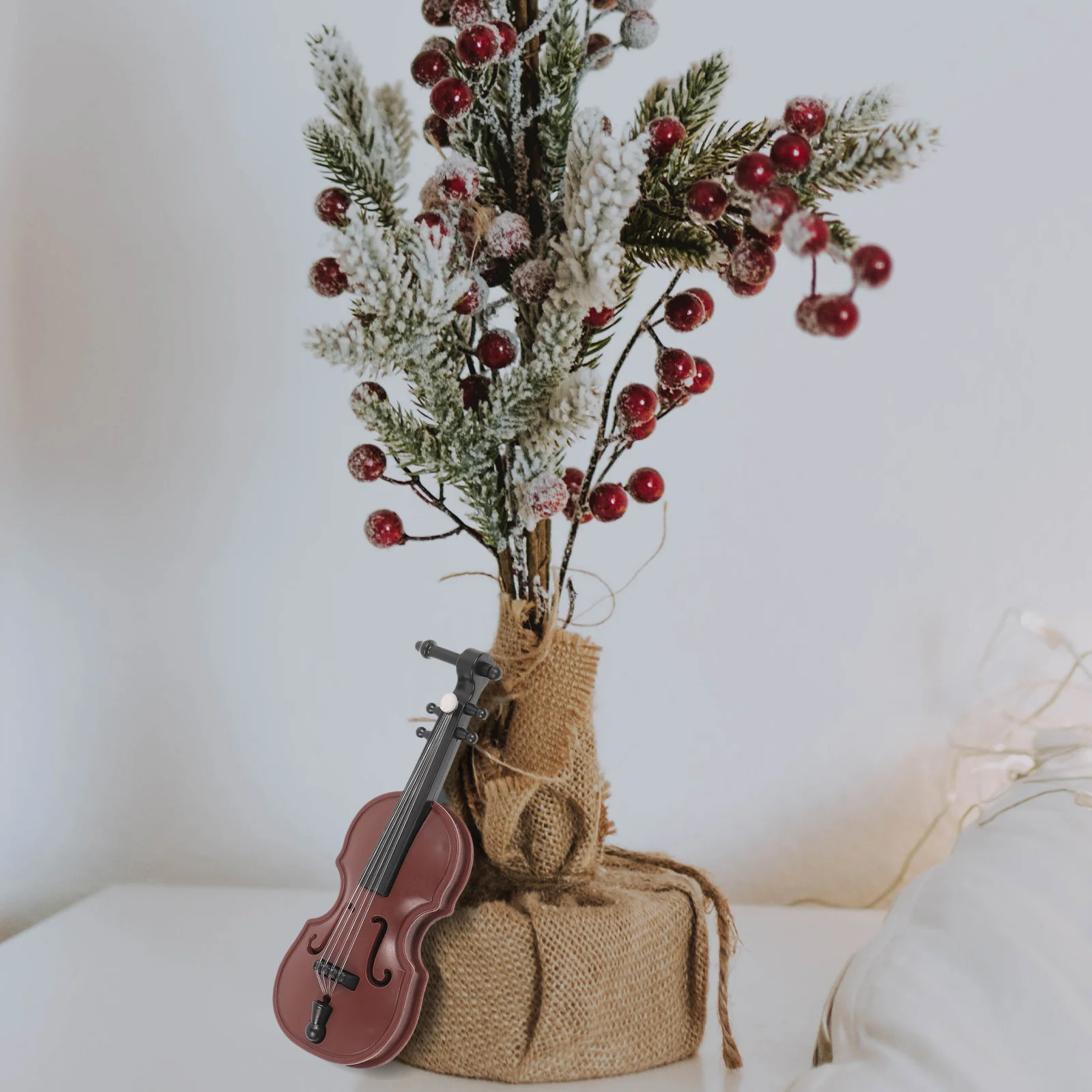 

20 Sets Mini Violin Miniature Toys Christmas Adorns Accessories Decors Plastic Simulation Violins
