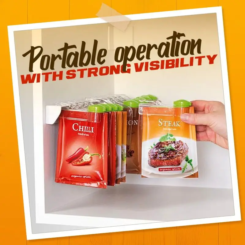 hole free spice bag storage rack wall mounted seasoning rack free punching seasoning bag seasoning holder tools kitchen gadgets free global shipping