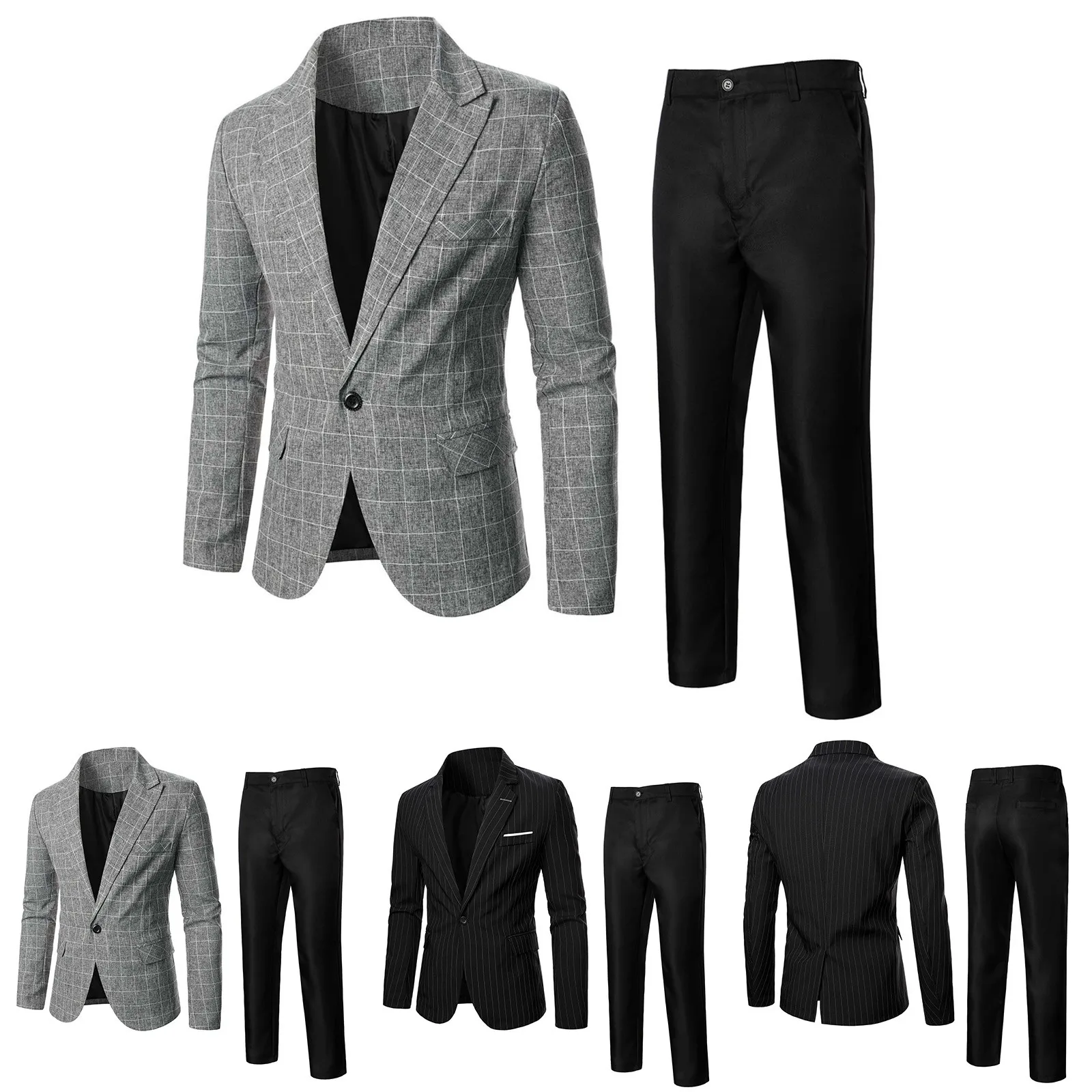 

Fr Suits for Men Mens Business Formal Wedding Prom Graduation Casual Premium Stretch Stripes Slim Fit Classic Fit And Suit