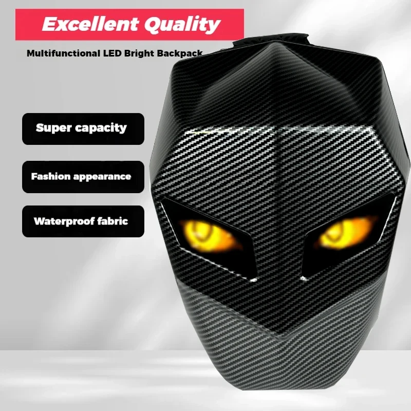 Черный светодиодный рыцарский рюкзак из углеродного волокна с глазами ...