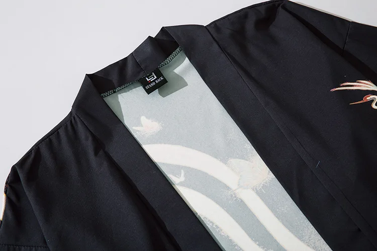 M-XXL Spring Summer New Men Rayon Kimono Robe Bling 3/4 Sleeve Cardigan Shirts Print Casual Loose Chinese Home Bathrobe