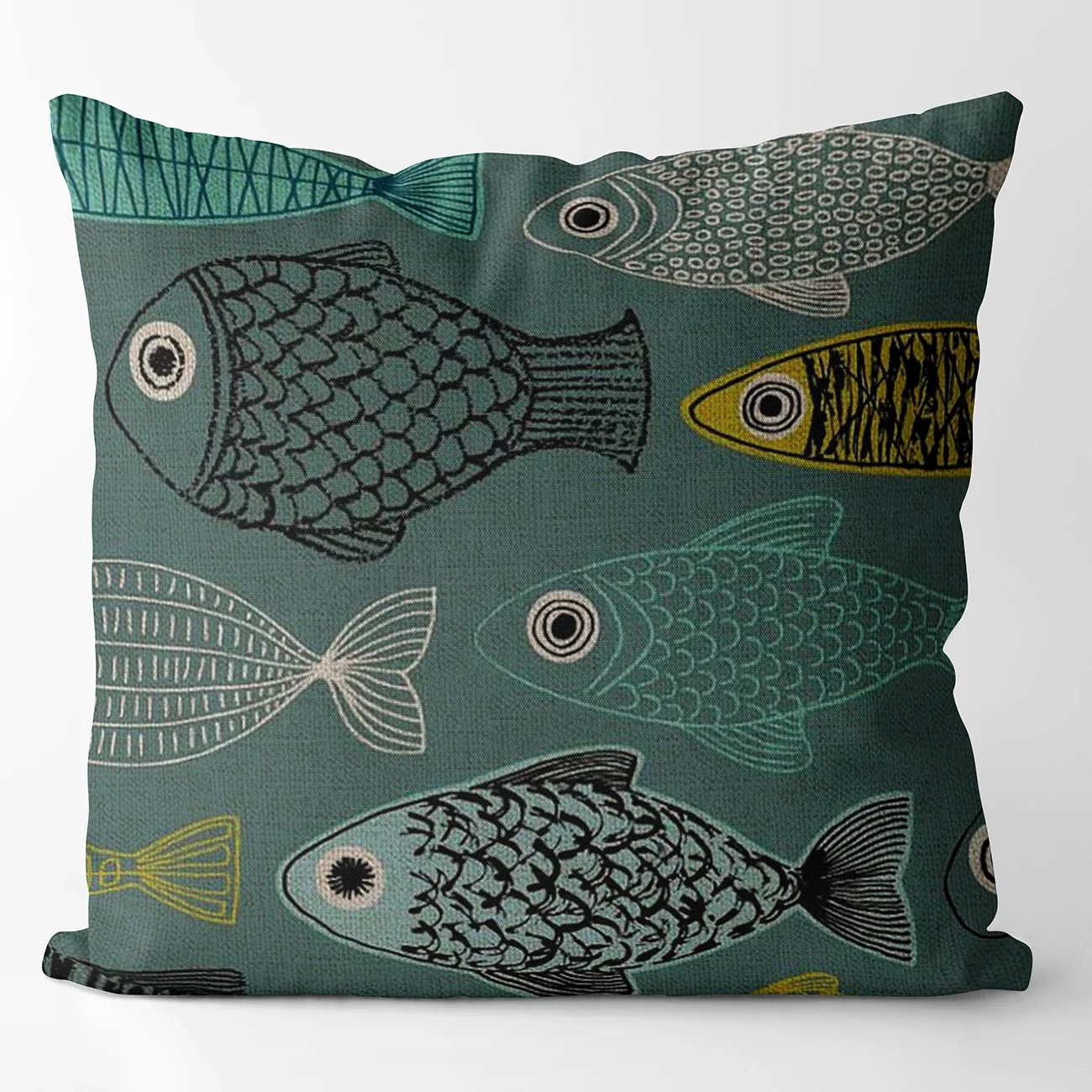

Льняной чехол для подушки с рыбкой
