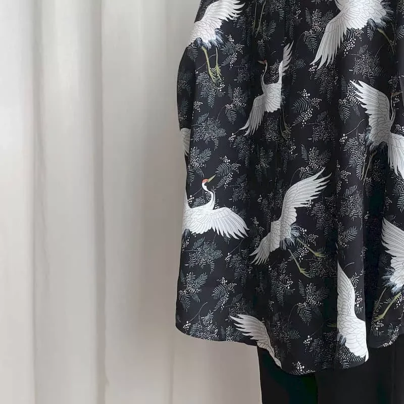 

2023New print shirt men's long-sleeved national tide antique flower bud sleeve printing temperament shirt for men and women