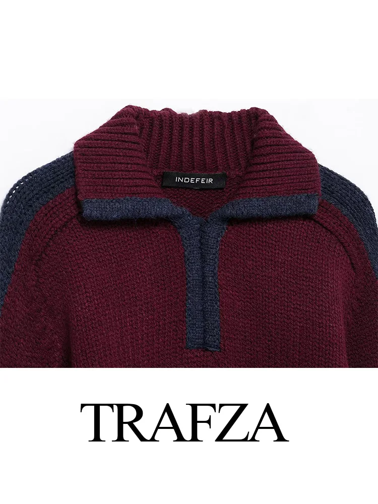 TRAFZA женский модный уличный стиль пуловер с отложным воротником свитер весенний