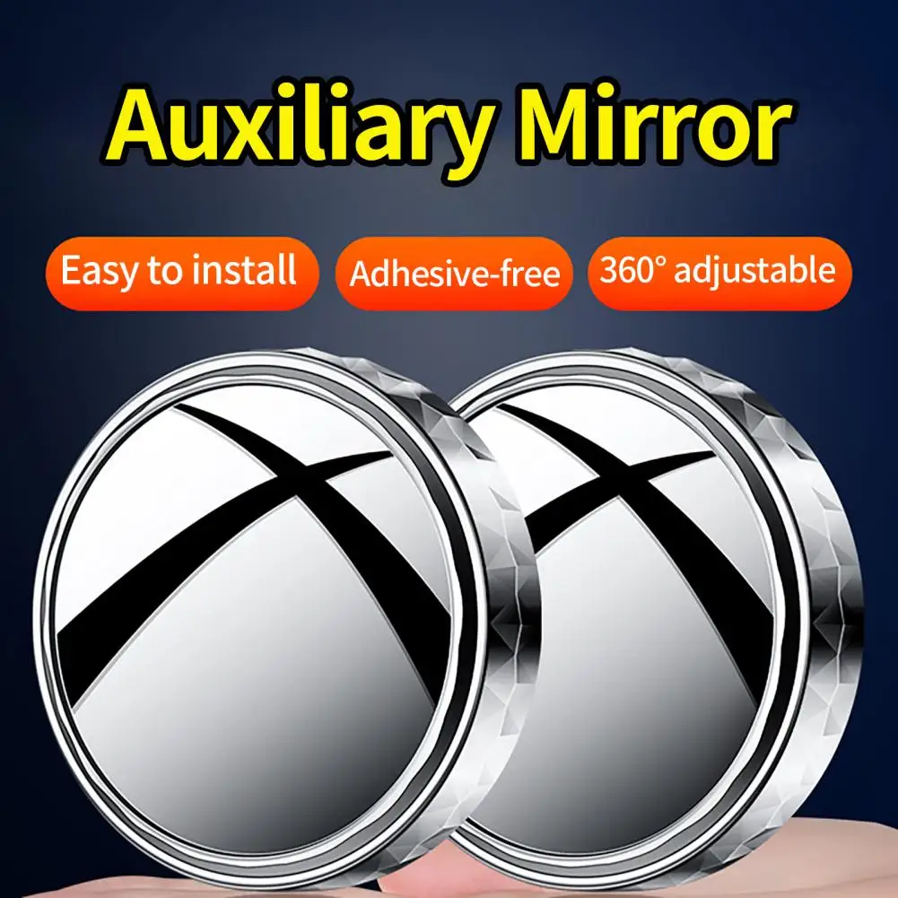 

2Pcs Mini Auxiliary Blind Spot Mirror Wide Angle View Parking Helper Adjustable Car Rear View Convex Blind Spot Mirror For Car