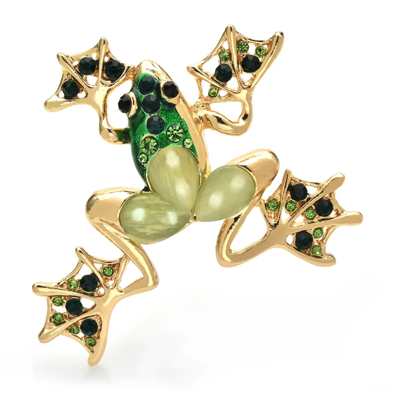 

Wuli&baby Jumping Frog Brooches For Women Men 2-color Rhinestone Animal Party Casual Brooch Pin Gifts