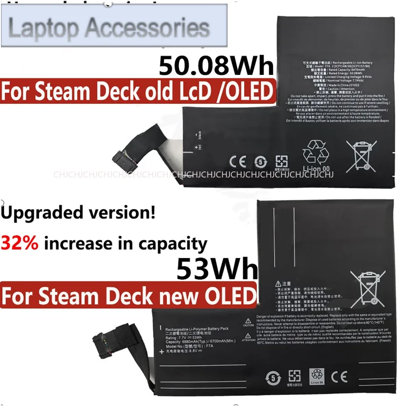 Фото FF F7A F7G 40,04 Вт/53 Втч 50,08 Втч аккумулятор для Steam Deck ЖК-дисплей OLED ручной геймпад контроллер расширения высокой емкости №3