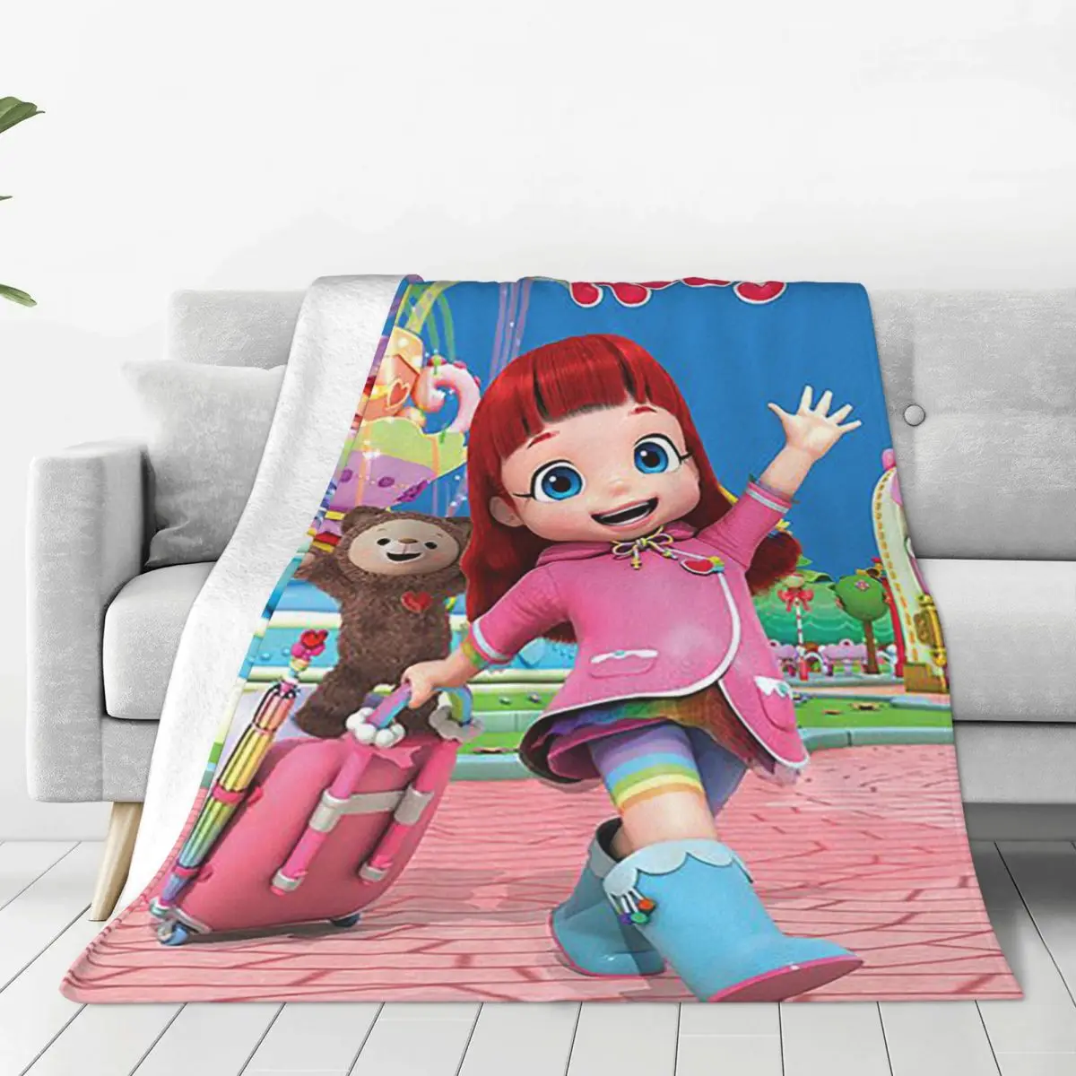 

Милое Флисовое одеяло Rainbow Ruby Lulu And Bear, легкое покрывало из мультфильма 3D для путешествий с самолетом