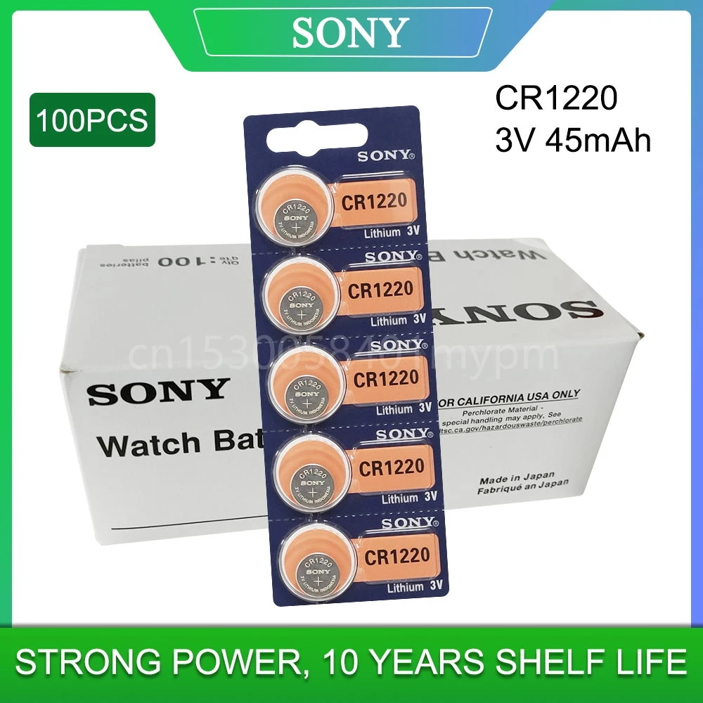 

100PCS/LOT Original SONY CR1220 Button Cell Batteries CR 1220 3V Lithium Coin Battery BR1220 DL1220 ECR1220 LM1220