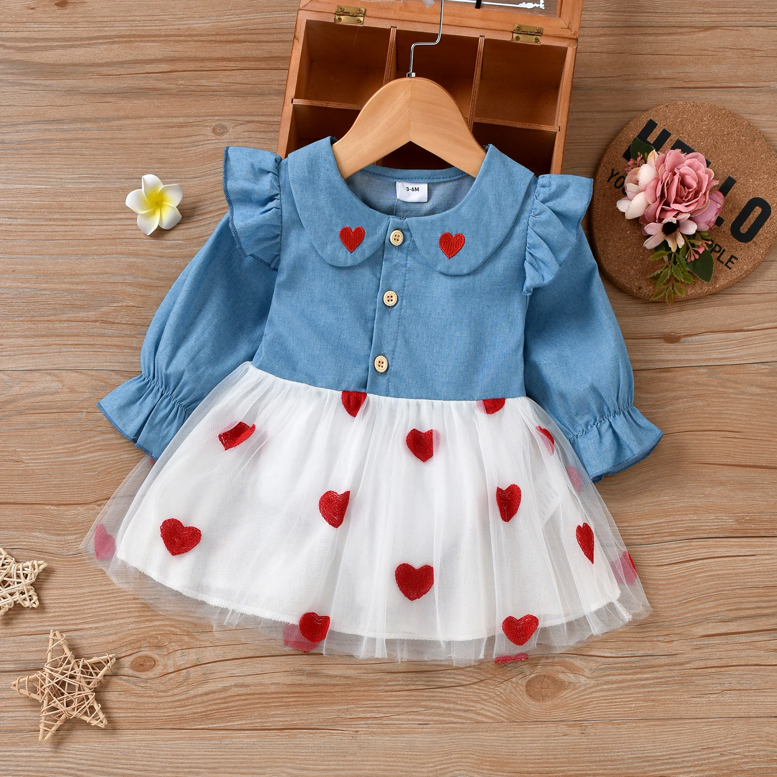 Princess Baby Girls Lovely Dress Toddler Casual Mesh Lace Long Sleee Ruffles Dress Children 0-3 Years Outfits Demin Clothes