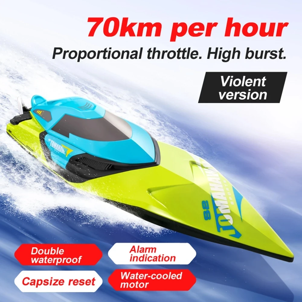 

S2 RC High Speed Boat High-Power Electric Speedboat Double Seal Waterproof Water-cooled Motor 70km/h Outdoor Boats Toys for boys