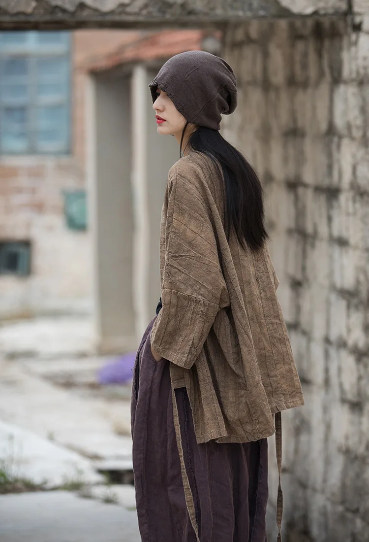 Рубашка женская хлопковая в китайском стиле с воротником-стойкой