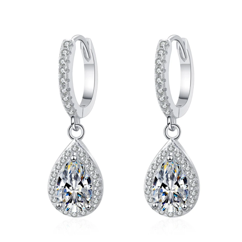 HTOTOH – boucles d'oreilles en forme de goutte d'eau pour femmes, 1 Carat, couleur D, diamant Moissanite, en argent Sterling 925, cadeau de fiançailles, bijoux fins
