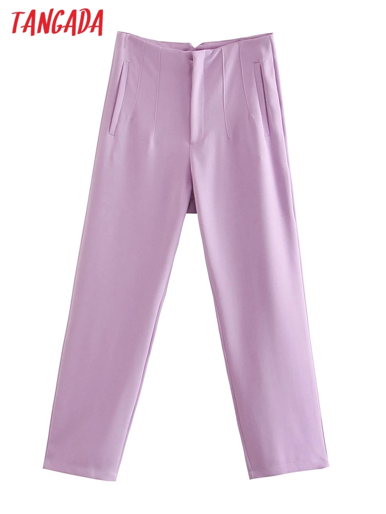 

Tangada 2022 New Women High Waist Suit Pants Trousers Pockets Office Lady Elegant Business Pants JE171