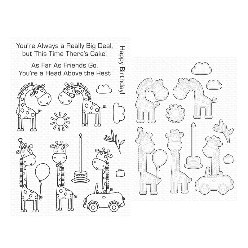 

Joyful Giraffes Clear Stamps Cutting Dies Scrapbooking for July 2022 New Paper Making Giraffe Embossing Frames Card Set