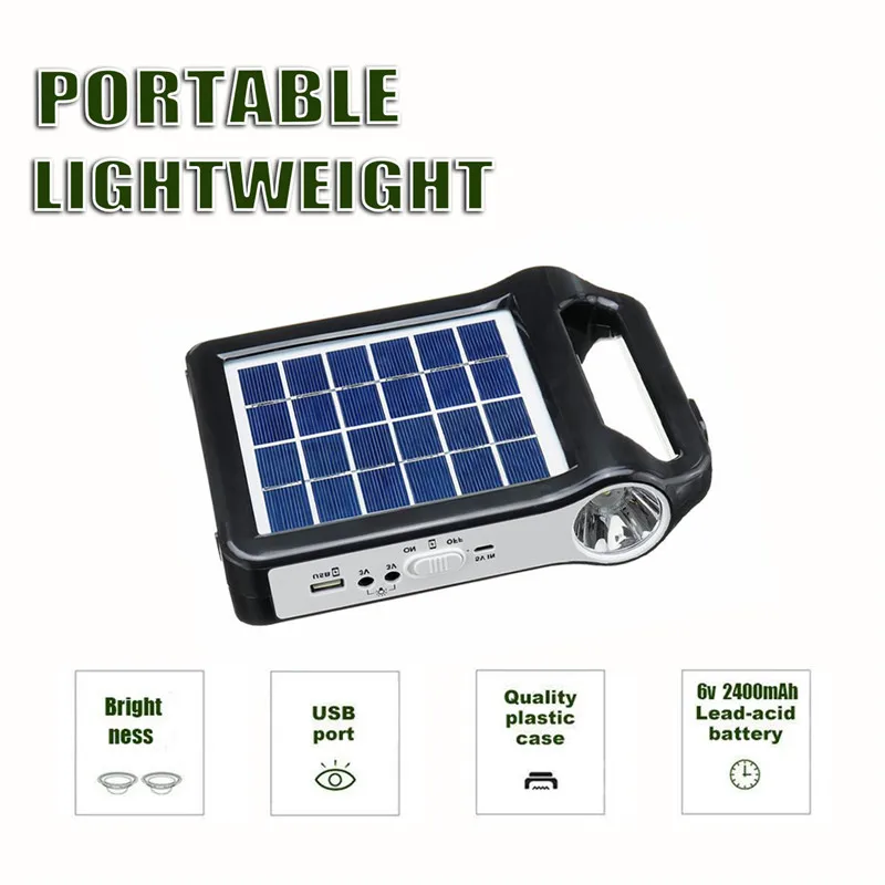 

USB Charger Portable 6V Rechargeable Solar Panel Power Storage Generator System With Lamp Lighting Home Solar Energy System Kit
