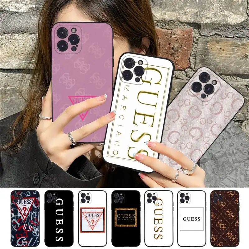

Stylish Triangle Letter Guess Phone Case For iPhone 13 11 8 7 6 6S Plus X XS MAX 5 5S SE 2020 XR 11 pro Funda