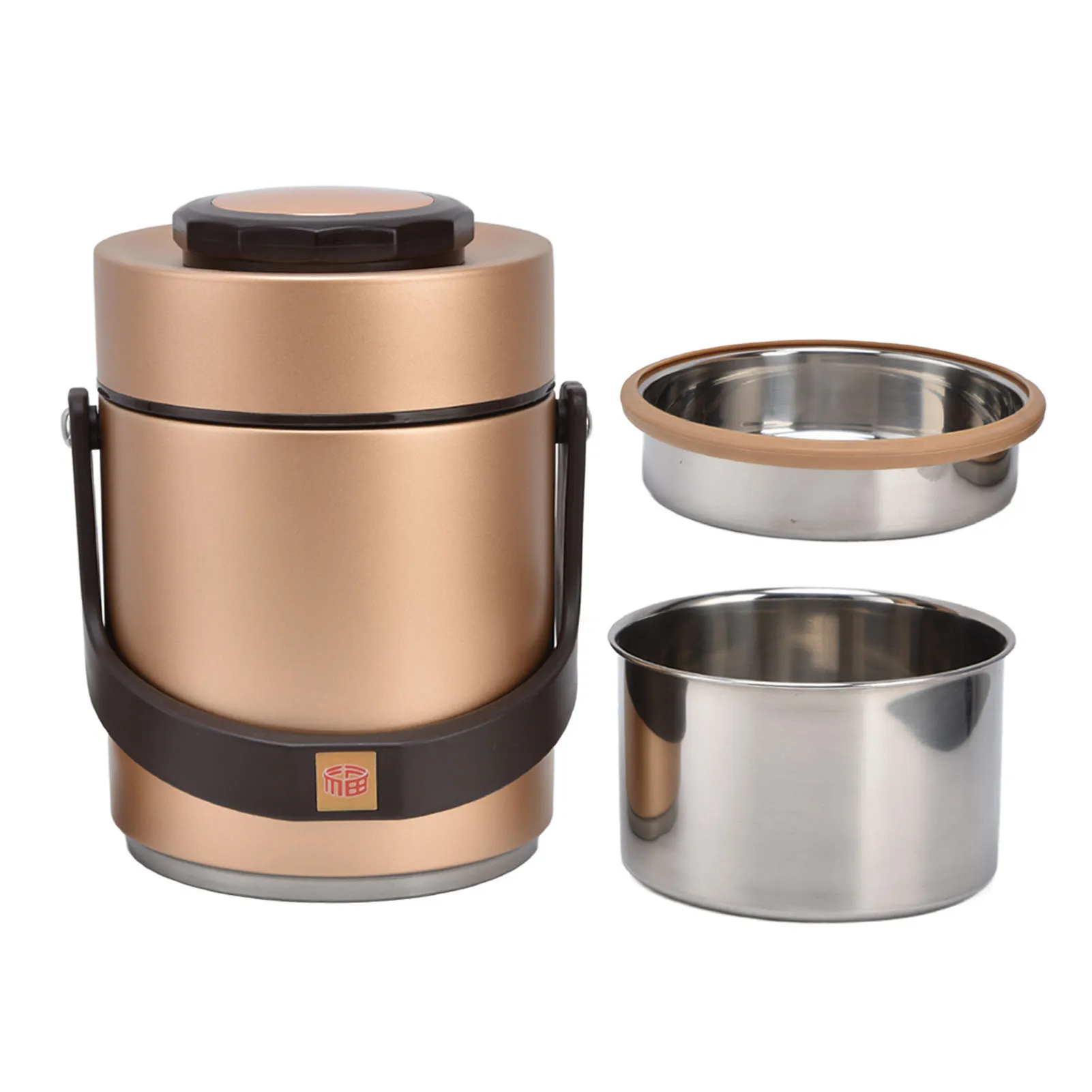 

Vacuum Bento Lunch Box 304 Stainless Steel 3 Layer Portable Insulated Food Jar for Students Office WorkerGold
