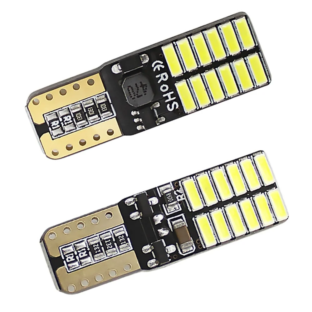 10 шт. широкая лампа декодирования T10 Автомобильная светодиодный ная 4014 24smd CANbus 5 Вт