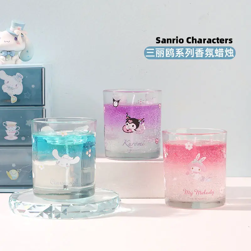 

Kawaii Sanrio Kuromi Cinnamoroll Aromatherapy Candle Room Decor Bedroom Household Decoration Fragrance cute Gift for Girls toy