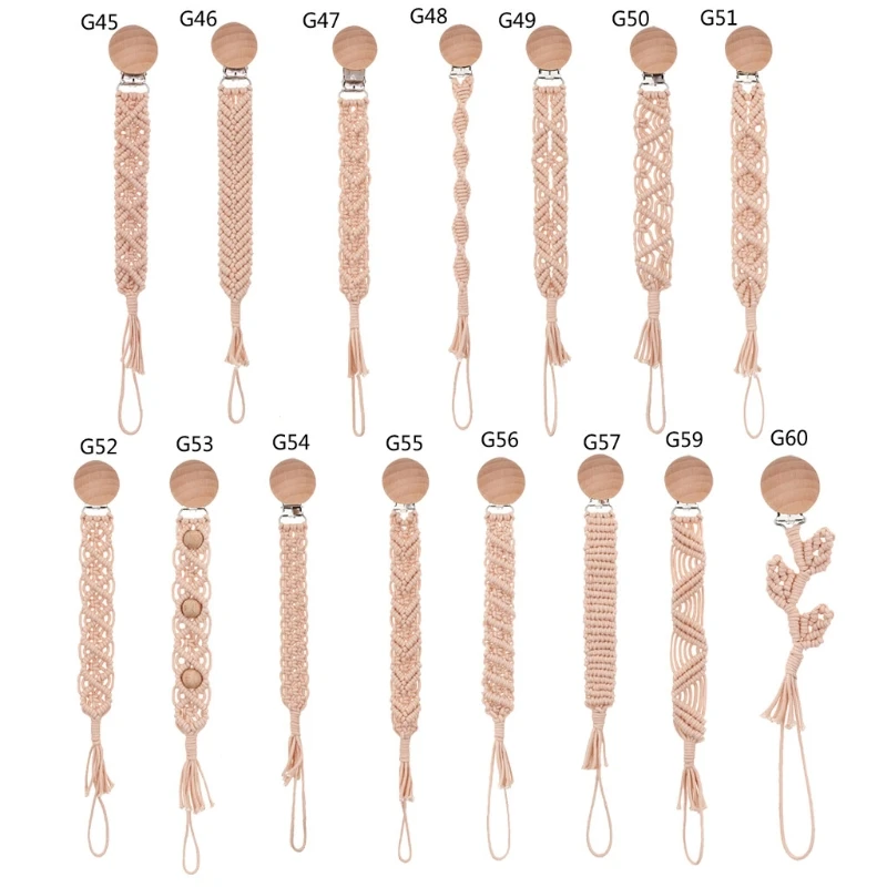 

Practical Nipple Holder Baby Pacifier Clip Chain Handmade + Metal Elegant Nipple Leash Strap Lovely Knitting