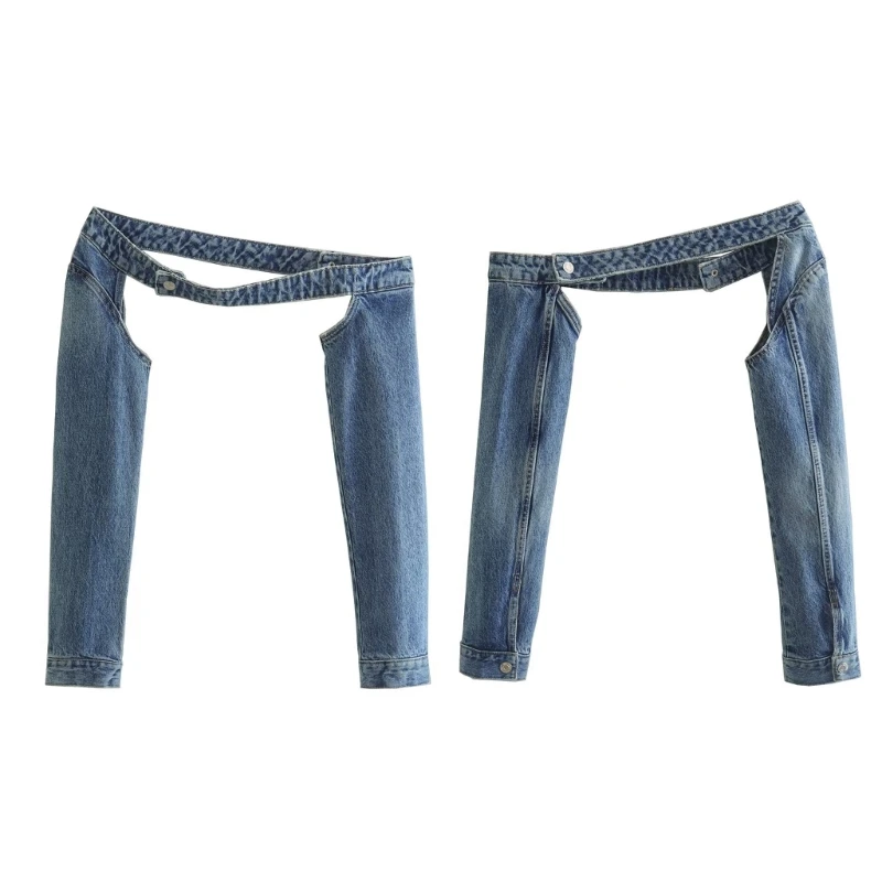

Women Grunge Denims Off Shoulder Crop Tops Cover Up Shrugs Long Sleeve Open Front Cardigan Casual Cropped Smock Top 10CE