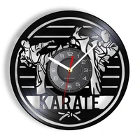 japanese martial arts karate retro gramophone record wall clock karateka home decor fighting combat art silent quartz wall watch