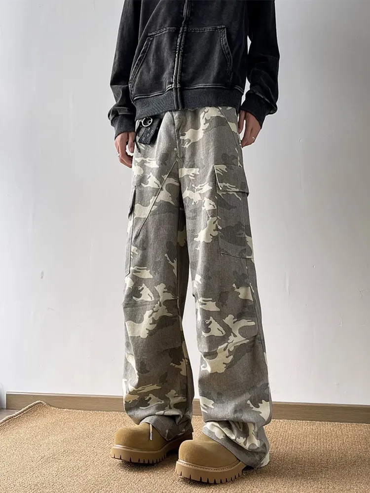 2024 Ropa Y2K модные потертые камуфляжные мешковатые новые джинсовые брюки-карго для