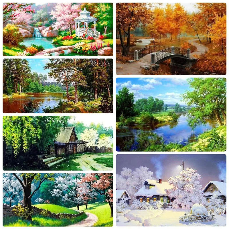 

5D Diy Diamond Mosaic Lakeside Scenery Cross Stitch Natural Landscape Full Square Diamond Painting Embroidery Home Decor Gifts