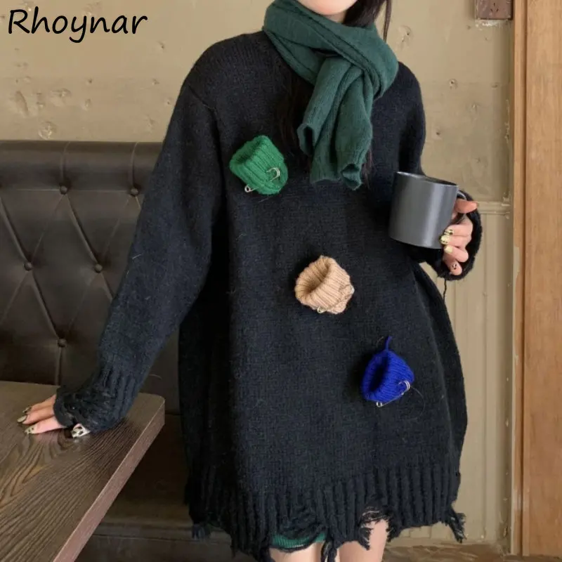 

Tassel Knitted Pullovers Women Korean Preppy Style Vintage Loose BF Stylish Sweaters All-match Sweet Schoolgirls Streetwear Chic