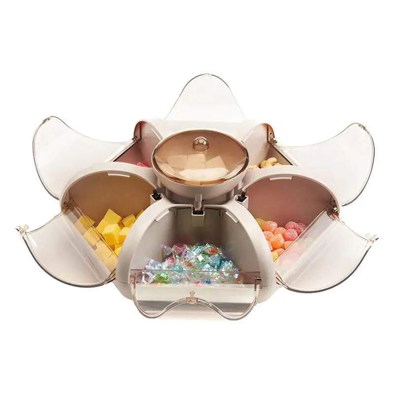 

Flower Petal Storage Box Creative Flower Type Fruit Tray Press Type Dried Snacks Plate Containers Compartment Flower Petal Snack